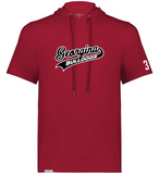 Georgina Bulldogs Ventura Soft Knit Short Sleeve Red Hoodie | Screened Logo and Number