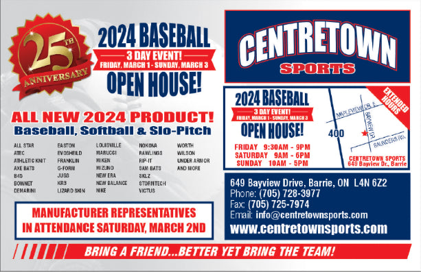 2024 Centretown Sports 25th Anniversary Open House | March 1st to March 3rd.