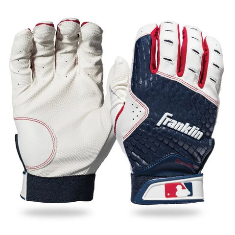 Franklin 2nd-Skinz Adult Batting Gloves - White, Red and Navy