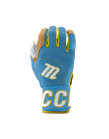 Marucci Blacksmith Full Wrap Adult Batting Gloves - Baby Blue/Yellow