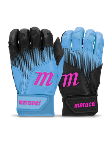 Marucci PWR Fade Adult Batting Gloves - Baby Blue/Pink/Black