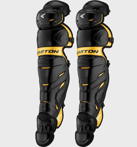 Easton Elite X 14" Yellow and Black - Youth Catcher's Leg Guards