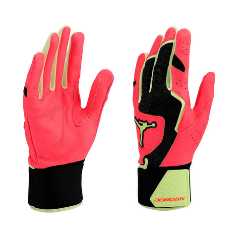 Jordan Legend Long-Cuff Adult Batting Gloves - Black/Solar Red/Barely Volt