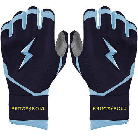 Bruce Bolt Bear Series Long Cuff Batting Gloves - Tampa Blue - Youth