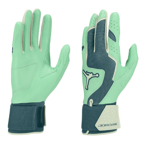 Jordan Legend Long-Cuff Adult Batting Gloves - Ash Green/Green Glow/Jade Aura