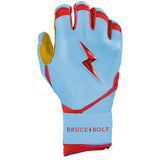 Bruce Bolt Harrison Bader Signature Series Long Cuff Batting Gloves - Baby Blue - Youth