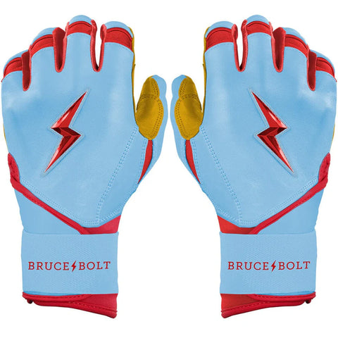 Bruce Bolt Harrison Bader Signature Series Long Cuff Batting Gloves - Baby Blue - Adult