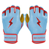 Bruce Bolt Harrison Bader Signature Series Short Cuff Batting Gloves - Baby Blue - Adult