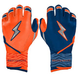 Bruce Bolt Max Clark Signature Series Long Cuff Batting Gloves - Navy/Orange - Youth