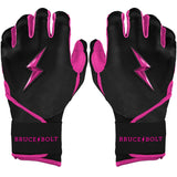 Bruce Bolt Bear Series Long Cuff Batting Gloves - Hot Pink - Adult