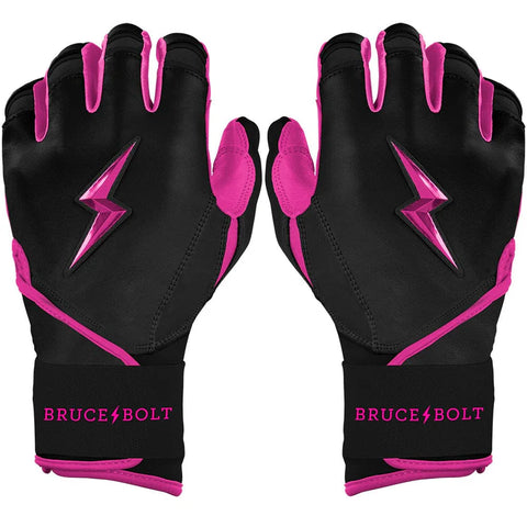 Bruce Bolt Bear Series Long Cuff Batting Gloves - Hot Pink - Adult