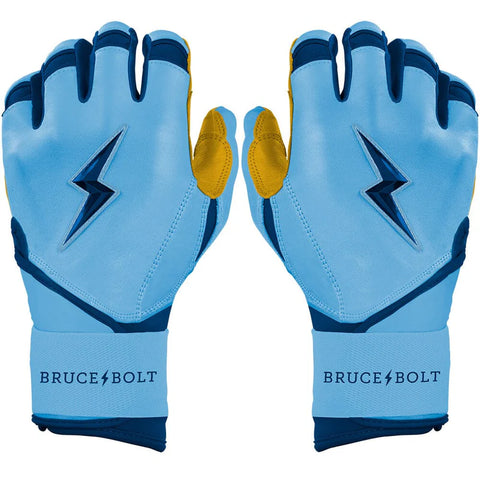 Bruce Bolt Bear Series Long Cuff Batting Gloves - Carolina Blue - Youth