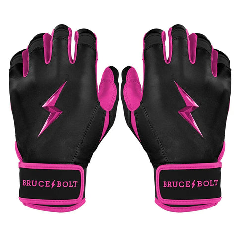 Bruce Bolt Bear Series Short Cuff Batting Gloves - Hot Pink - Adult