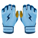 Bruce Bolt Bear Series Short Cuff Batting Gloves - Carolina Blue - Adult