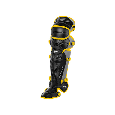 Mizuno Samurai Adult Catchers Leg Guards - 15.5" - Black / Yellow