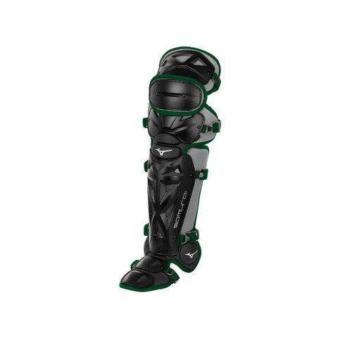 Mizuno Samurai Adult Catchers Leg Guards - 15.5" - Black / Green